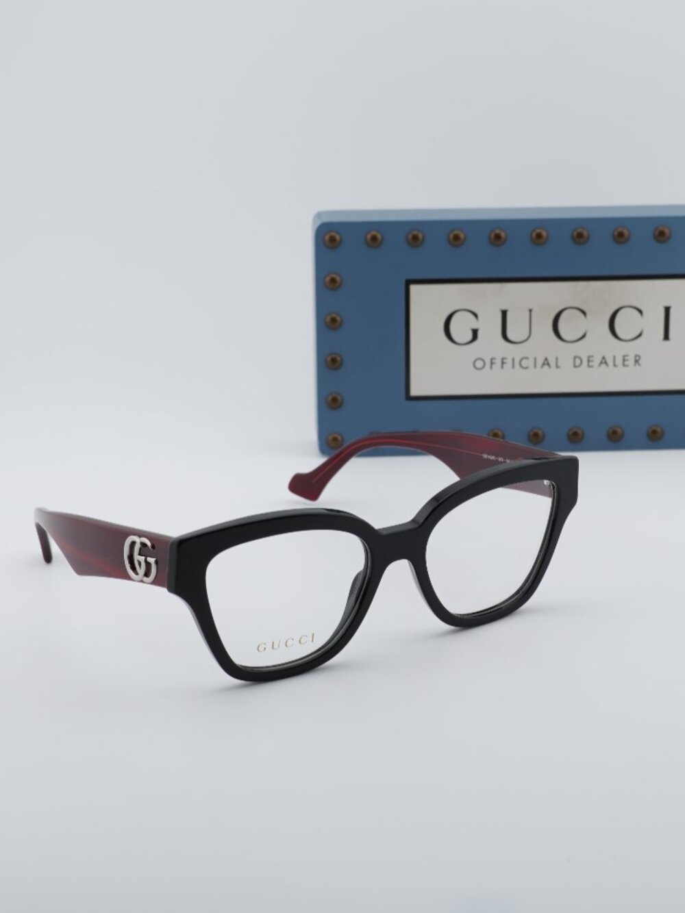 Gucci GG1424O 013 Cat Eye Eyeglasses 54mm - Black / Red